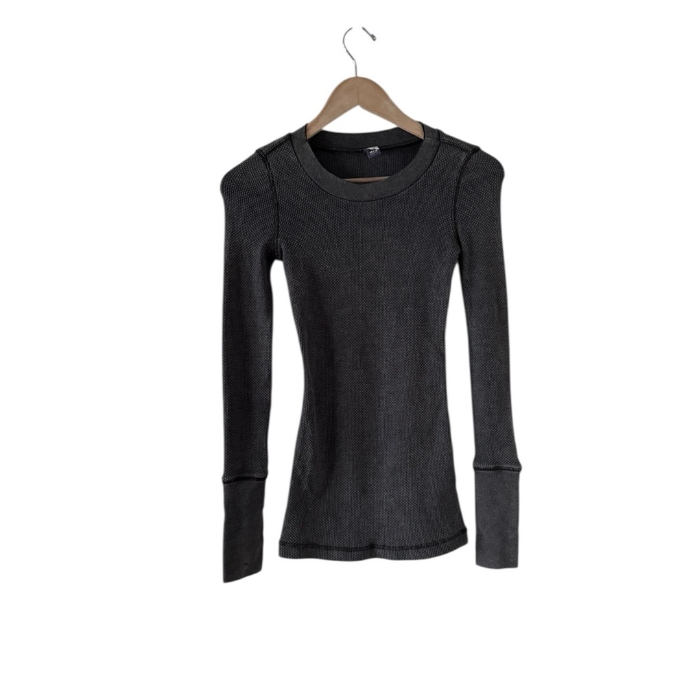 FREE PEOPLE Moto Studded Thermal Long Sleeve Top Shirt Tunic - Picture 3 of 6